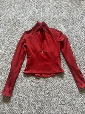 Women's Red Long-Sleeve Half Zip
